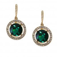 Faria Round Pave Teal Crystal Earrings